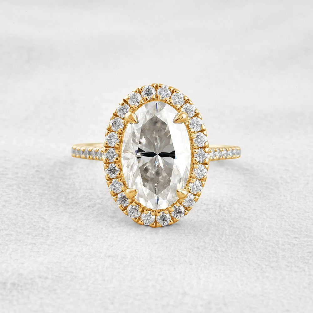 Oval Cut Halo Moissnaite Wedding Ring