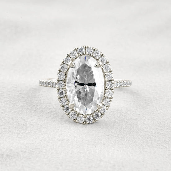 Oval Cut Halo Moissnaite Wedding Ring