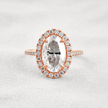 Oval Cut Halo Moissnaite Wedding Ring