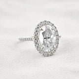 Oval Cut Halo Moissnaite Wedding Ring