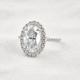 Oval Cut Halo Moissnaite Wedding Ring