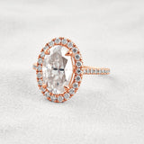 Oval Cut Halo Moissnaite Wedding Ring