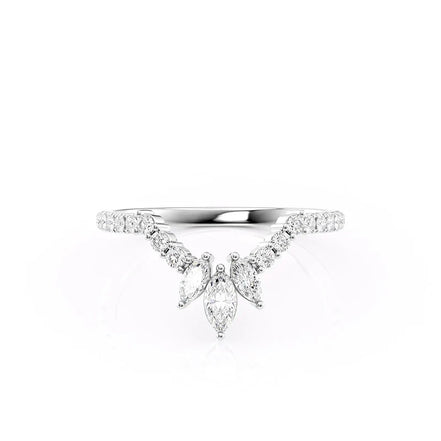 Marquise & Round Cut Moissanite Chevron Shape Wedding Band