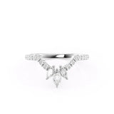 Marquise & Round Cut Moissanite Chevron Shape Wedding Band