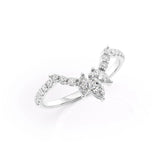 Marquise & Round Cut Moissanite Chevron Shape Wedding Band