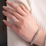 Pave Set Moissanite Oval Cut Engagement Ring