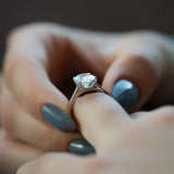 Pave Set Moissanite Oval Cut Engagement Ring