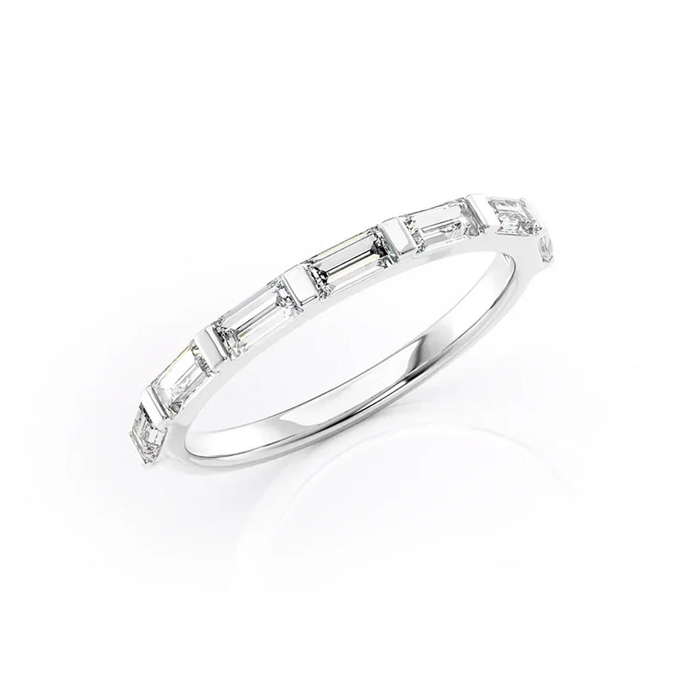 Moissanite Diamond Baguette Cut Wedding Ring