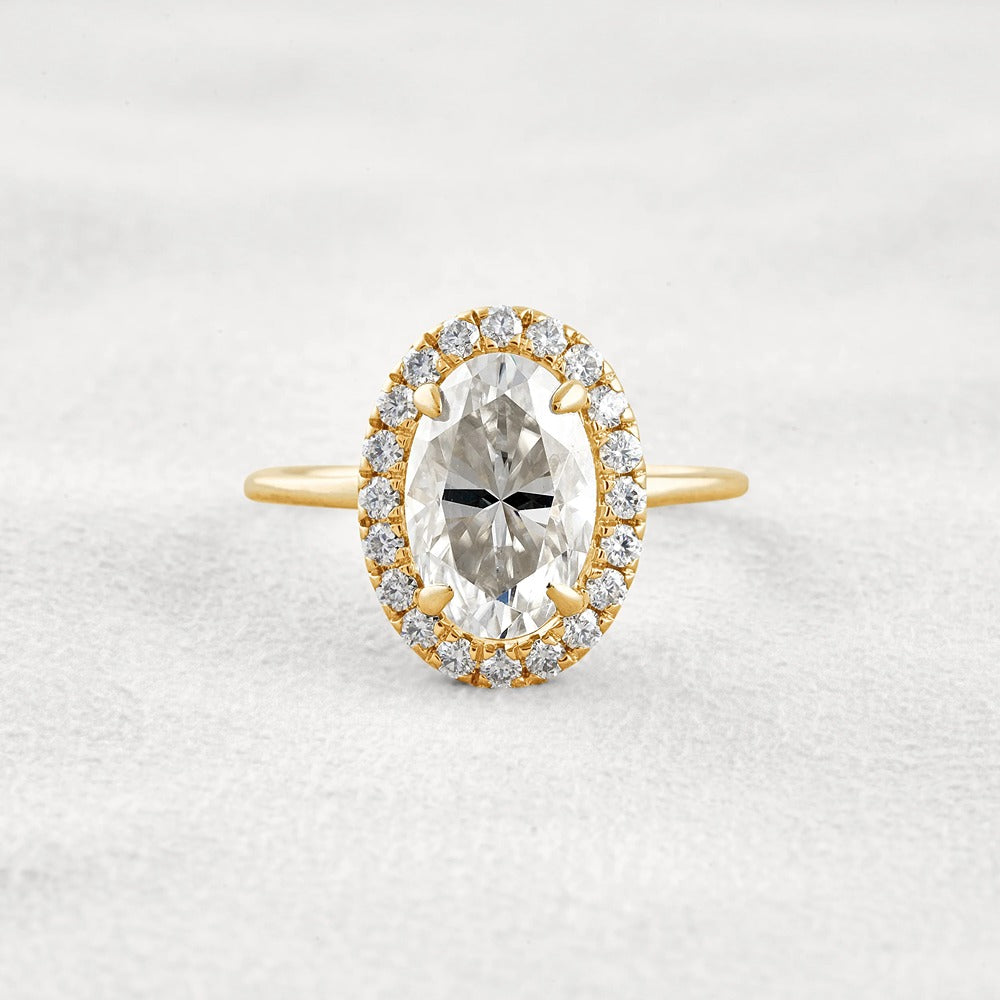 Hidden Accent Oval Cut Moissnaite Engagement Ring