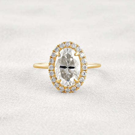 Hidden Accent Oval Cut Moissnaite Engagement Ring