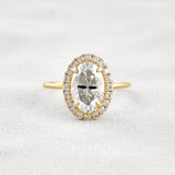 Hidden Accent Oval Cut Moissnaite Engagement Ring