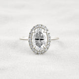 Hidden Accent Oval Cut Moissnaite Engagement Ring