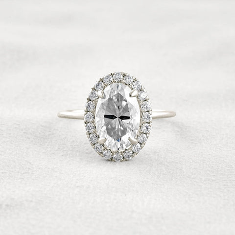Hidden Accent Oval Cut Moissnaite Engagement Ring