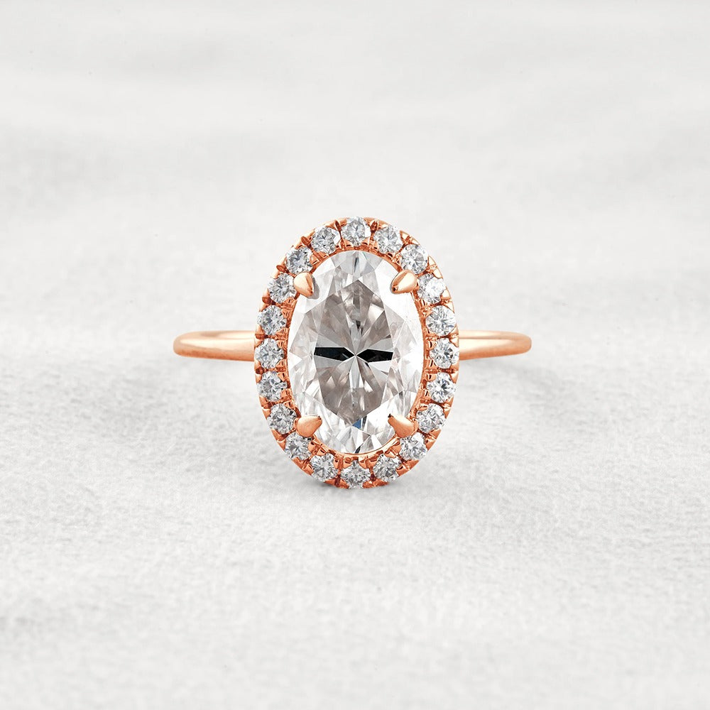 Hidden Accent Oval Cut Moissnaite Engagement Ring