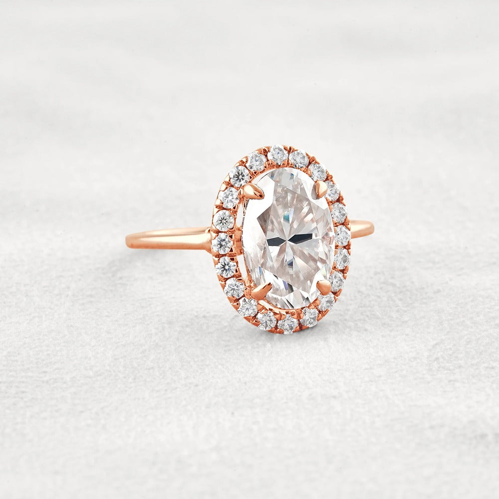 Hidden Accent Oval Cut Moissnaite Engagement Ring