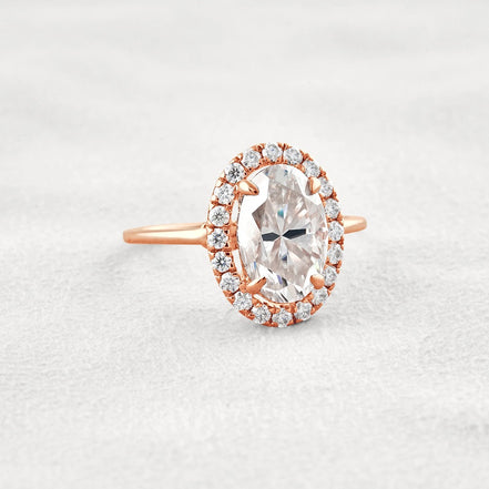 Hidden Accent Oval Cut Moissnaite Engagement Ring