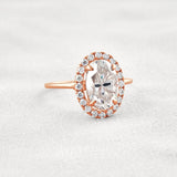 Hidden Accent Oval Cut Moissnaite Engagement Ring