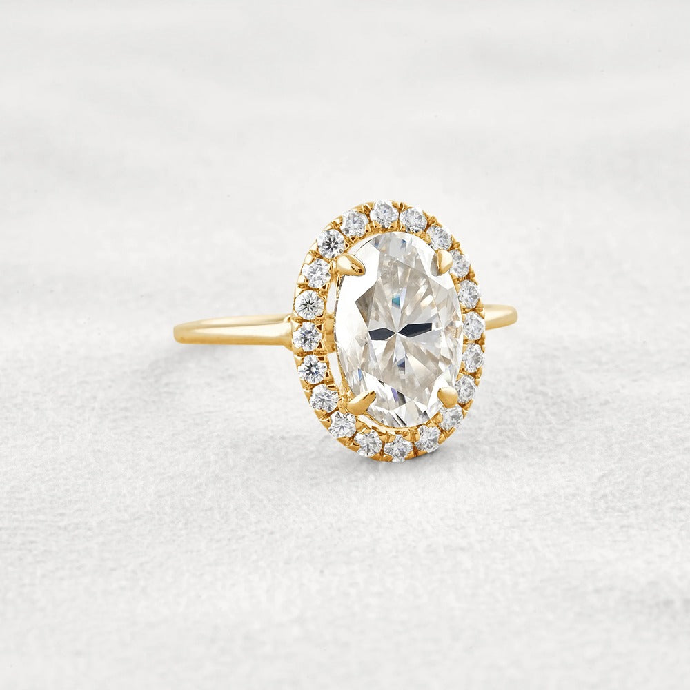 Hidden Accent Oval Cut Moissnaite Engagement Ring