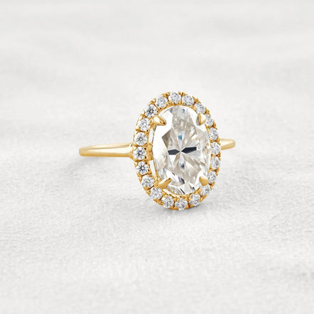 Hidden Accent Oval Cut Moissnaite Engagement Ring