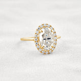 Hidden Accent Oval Cut Moissnaite Engagement Ring