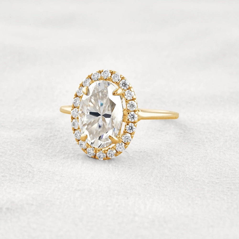 Hidden Accent Oval Cut Moissnaite Engagement Ring