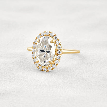 Hidden Accent Oval Cut Moissnaite Engagement Ring