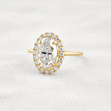 Hidden Accent Oval Cut Moissnaite Engagement Ring