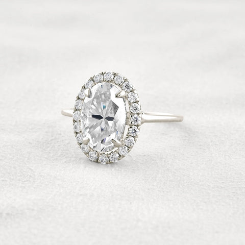 Hidden Accent Oval Cut Moissnaite Engagement Ring