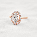 Hidden Accent Oval Cut Moissnaite Engagement Ring