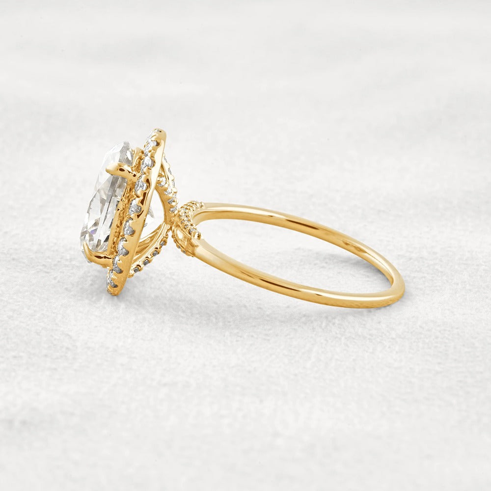 Hidden Accent Oval Cut Moissnaite Engagement Ring