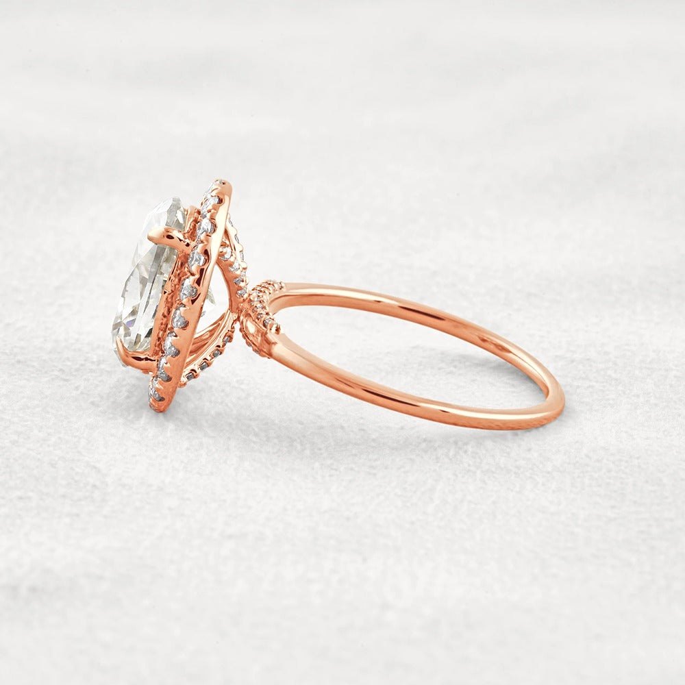 Hidden Accent Oval Cut Moissnaite Engagement Ring