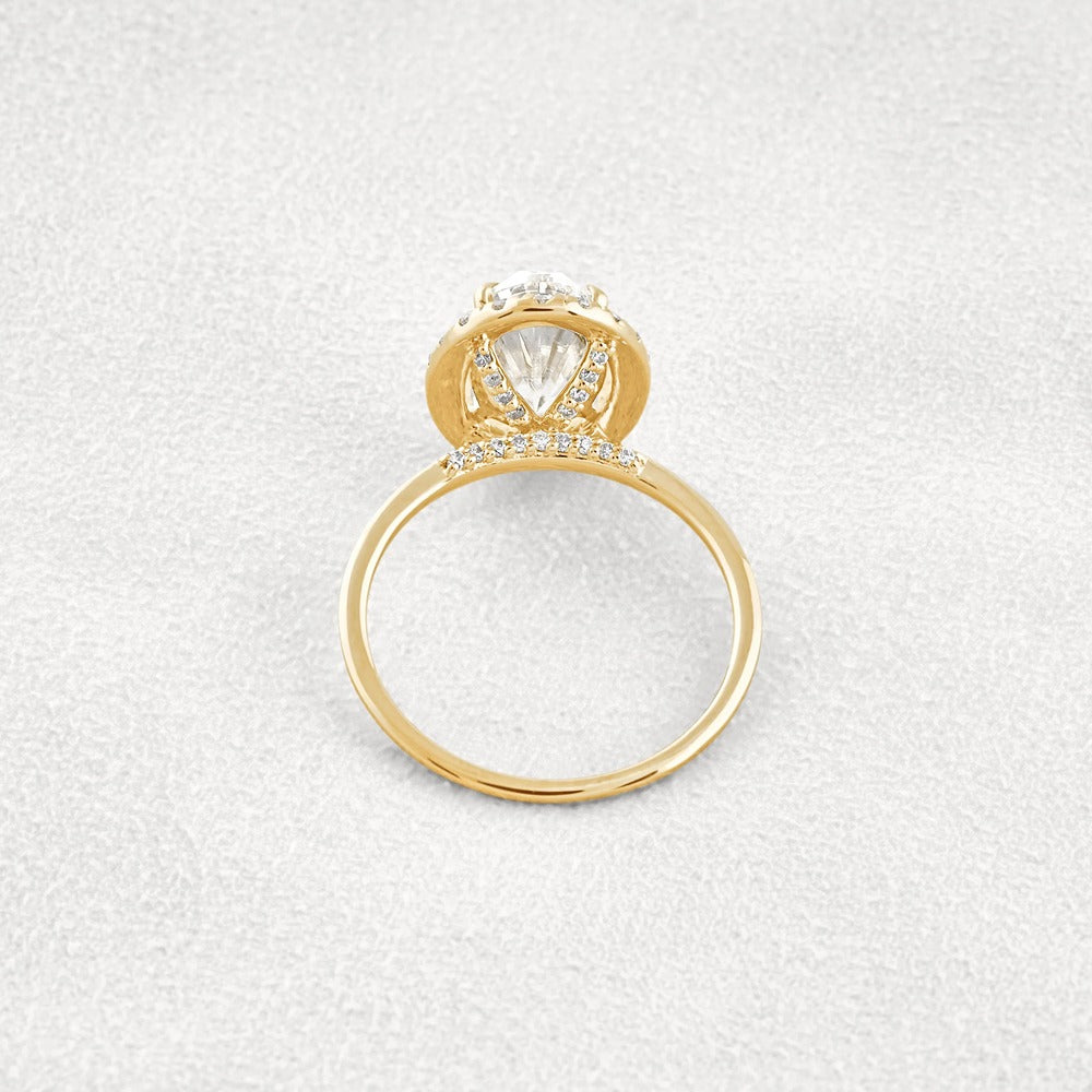 Hidden Accent Oval Cut Moissnaite Engagement Ring