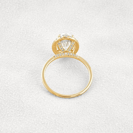 Hidden Accent Oval Cut Moissnaite Engagement Ring