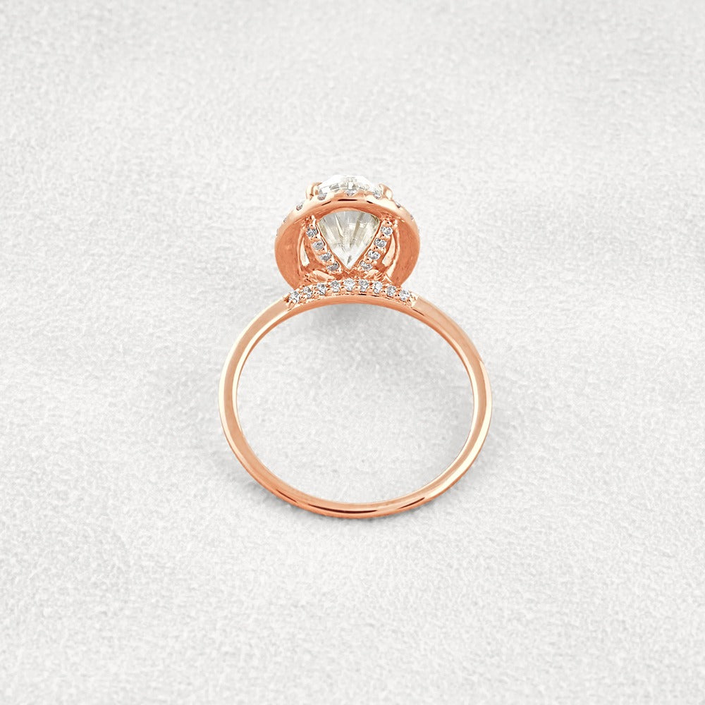 Hidden Accent Oval Cut Moissnaite Engagement Ring