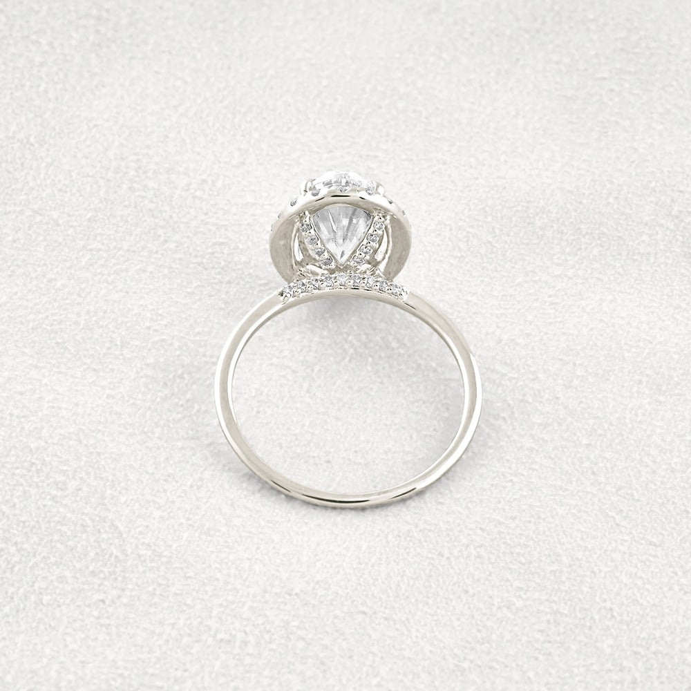 Hidden Accent Oval Cut Moissnaite Engagement Ring