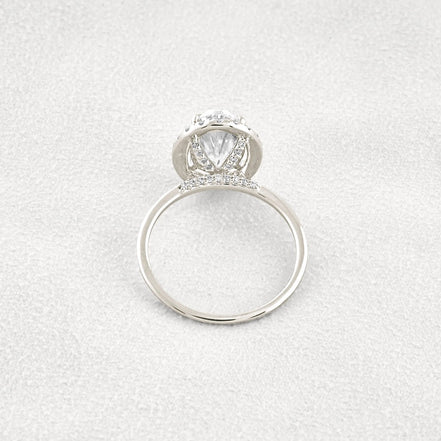 Hidden Accent Oval Cut Moissnaite Engagement Ring