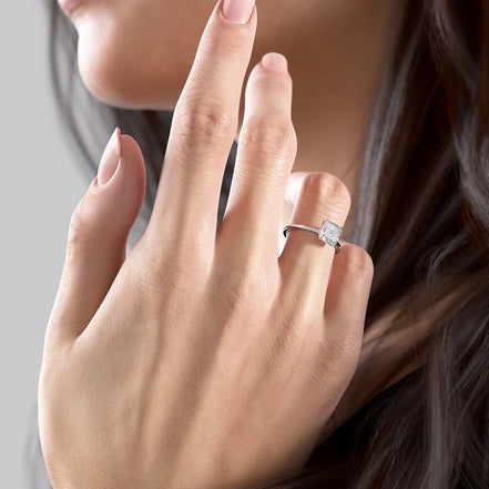 Moissanite Solitaire Cushion Cut Wedding Proposal Ring