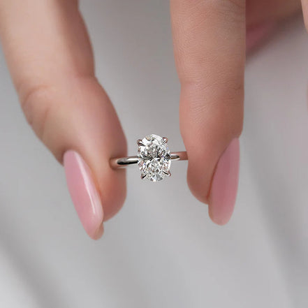 Moissanite Solitaire Oval Cut promise Ring For Women