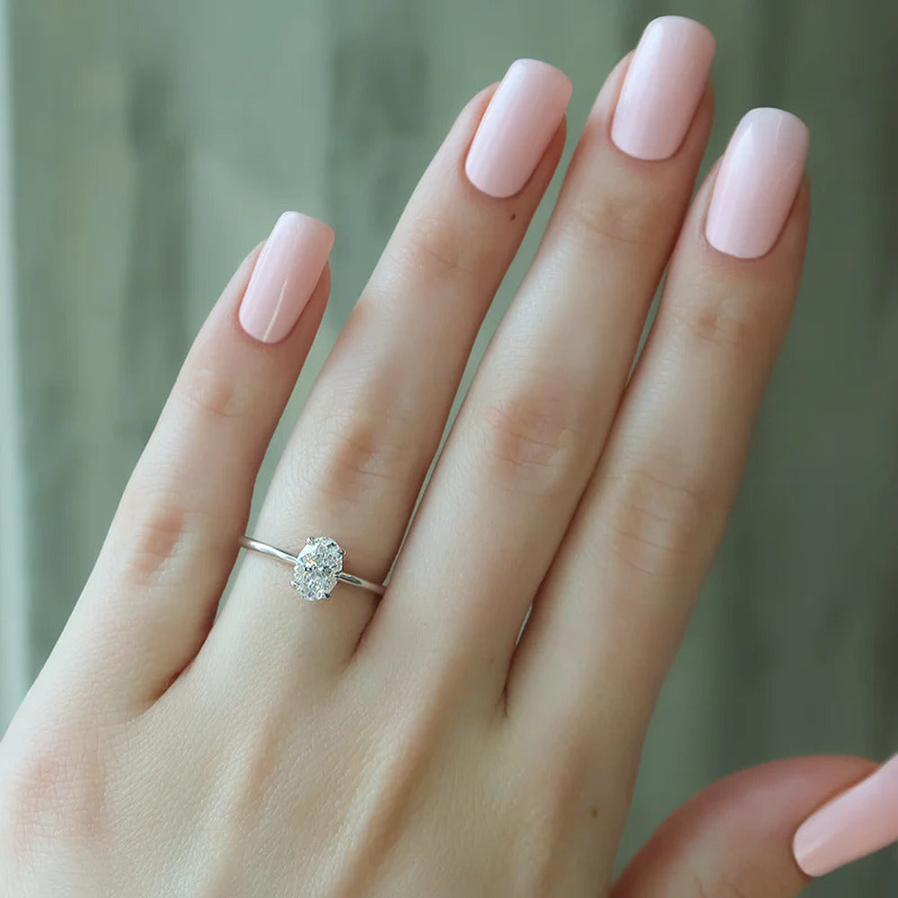 Moissanite Solitaire Oval Cut promise Ring For Women