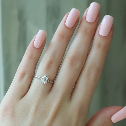 Moissanite Solitaire Oval Cut promise Ring For Women