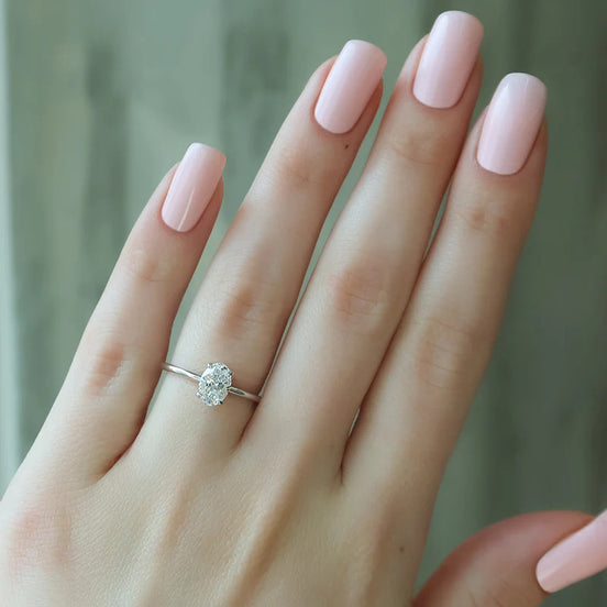 Moissanite Solitaire Oval Cut promise Ring For Women