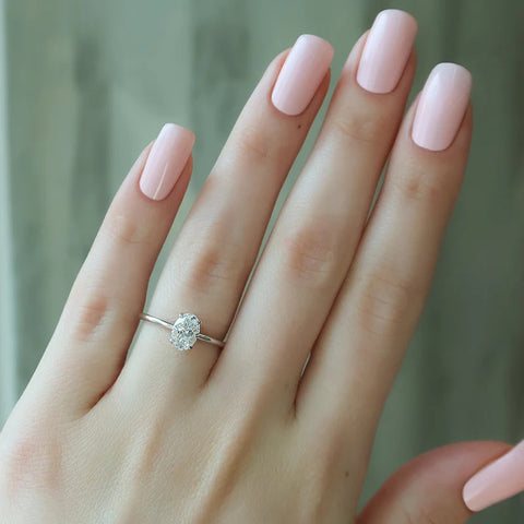 Moissanite Solitaire Oval Cut promise Ring For Women
