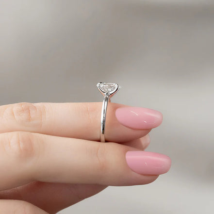 Moissanite Solitaire Oval Cut promise Ring For Women