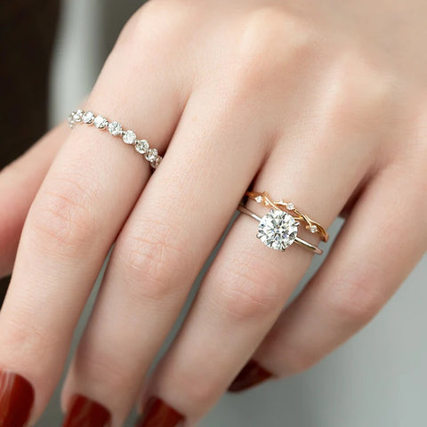 Moissanite Solitaire Round Cut Engagement Ring