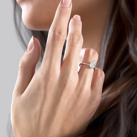 Pear Cut Moissanite Solitaire Ring Gift For Her