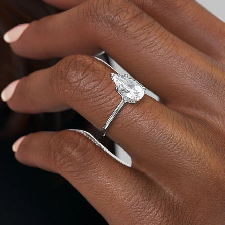Pear Cut Moissanite Solitaire Ring Gift For Her