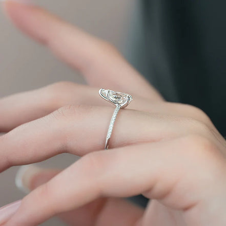 Pear Cut Moissanite Pave Set Proposal Ring