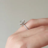 D Color Moissanite Oval Cut Pave Set Engagement Ring