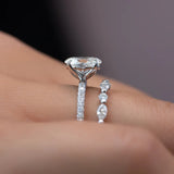 D Color Moissanite Oval Cut Pave Set Engagement Ring