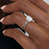 Three Stone Cushion & Marquise Cut Moissanite Engagement Ring